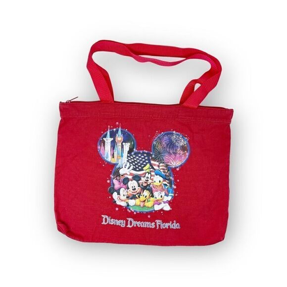 Disney Dreams Florida Shoulder Tote Bag Red With Zipper Used - Picture 1 of 10